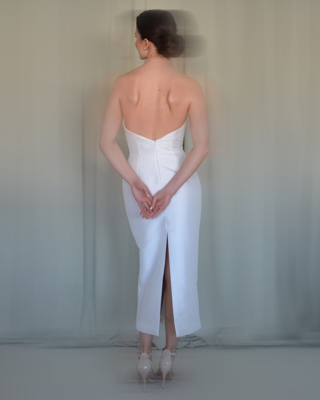Bustier Midi Dress in Mikado