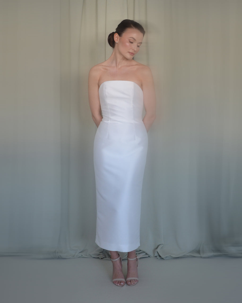 Bustier Midi Dress in Mikado