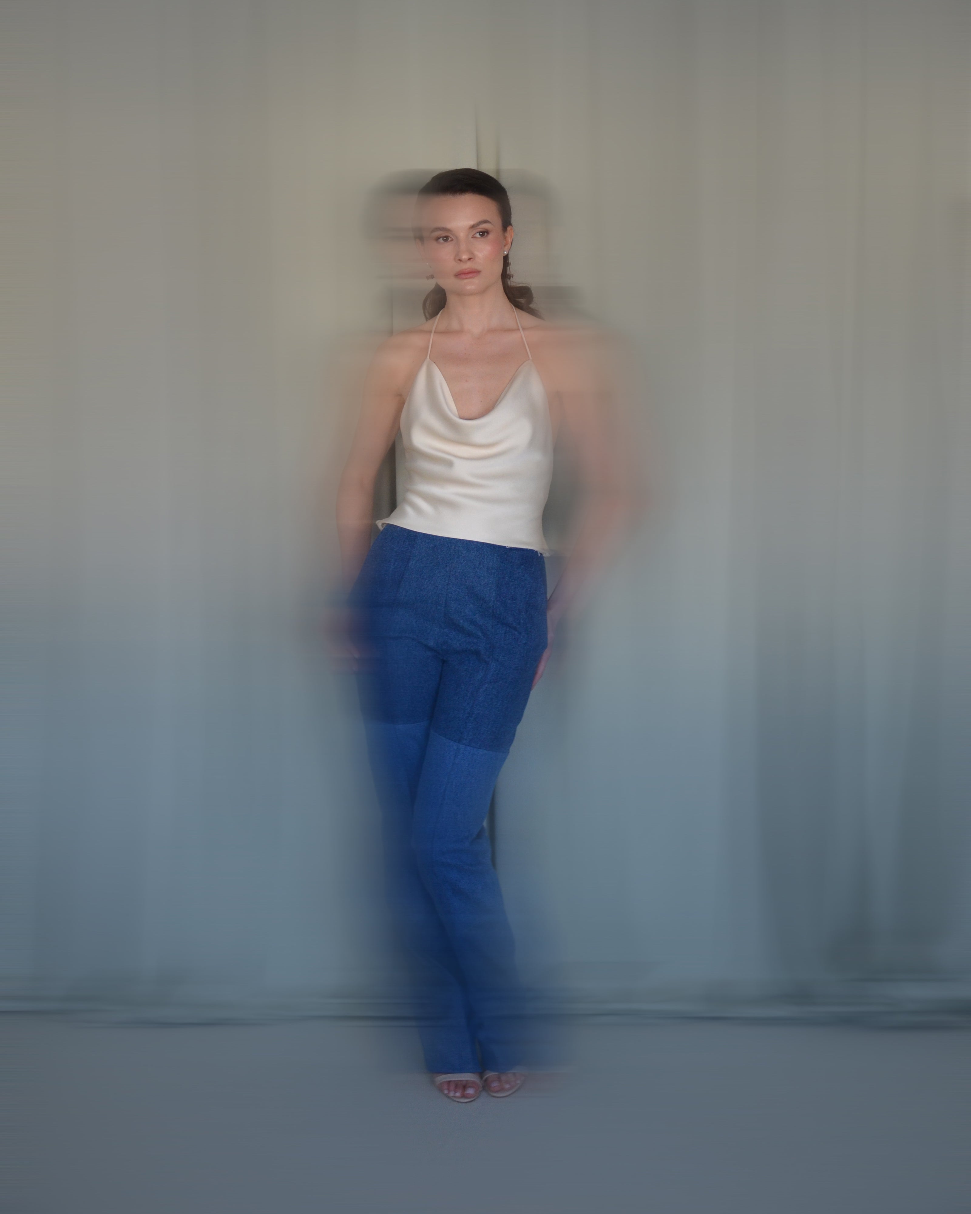 Cowl Neck Top in Satin Crepe