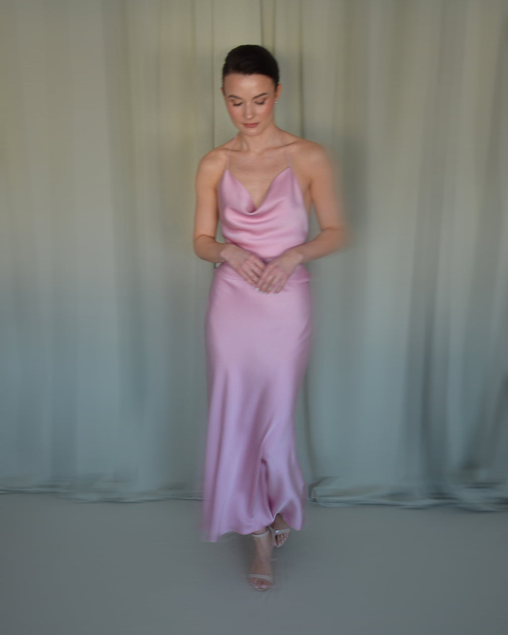 Cowl Neck Top in Satin Crepe