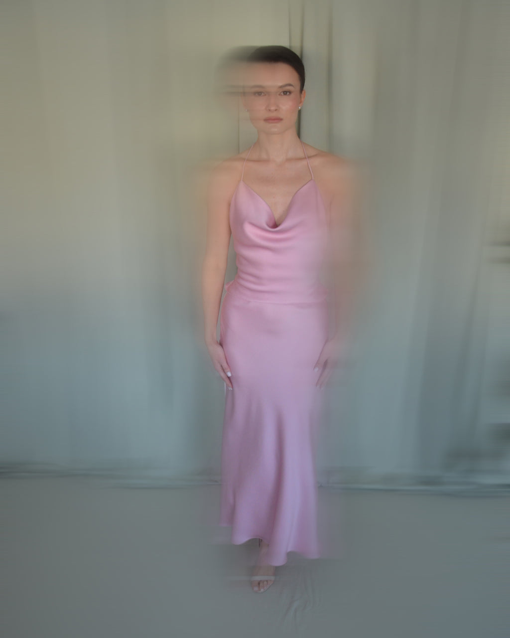 Cowl Neck Top in Satin Crepe